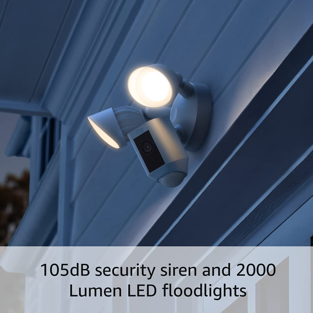 Floodlight Cam Wired plus with Motion-Activated 1080P HD Video, White (2021 Release)