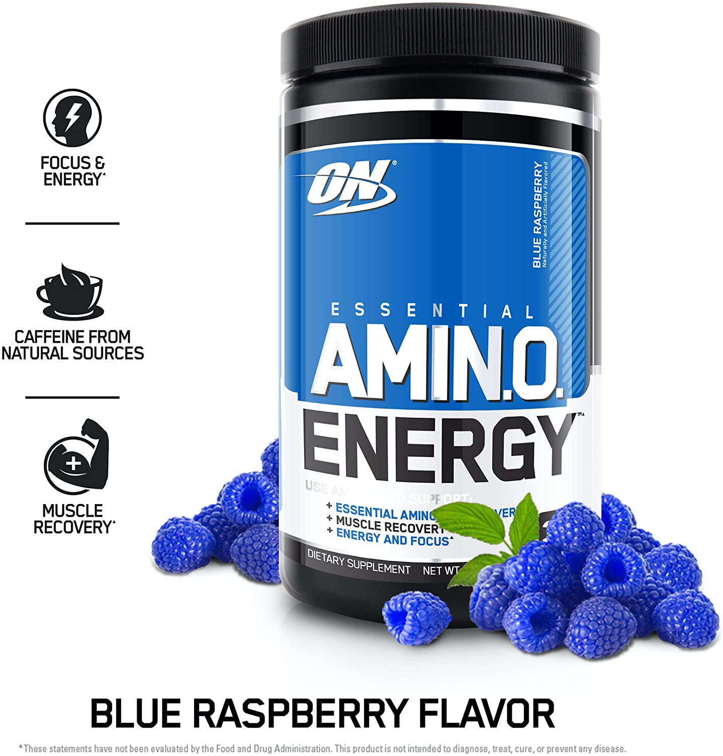 Amino Energy - Pre Workout with Green Tea, BCAA, Amino Acids, Keto Friendly, Green Coffee Extract, Energy Powder - Blue Raspberry, 30 Servings