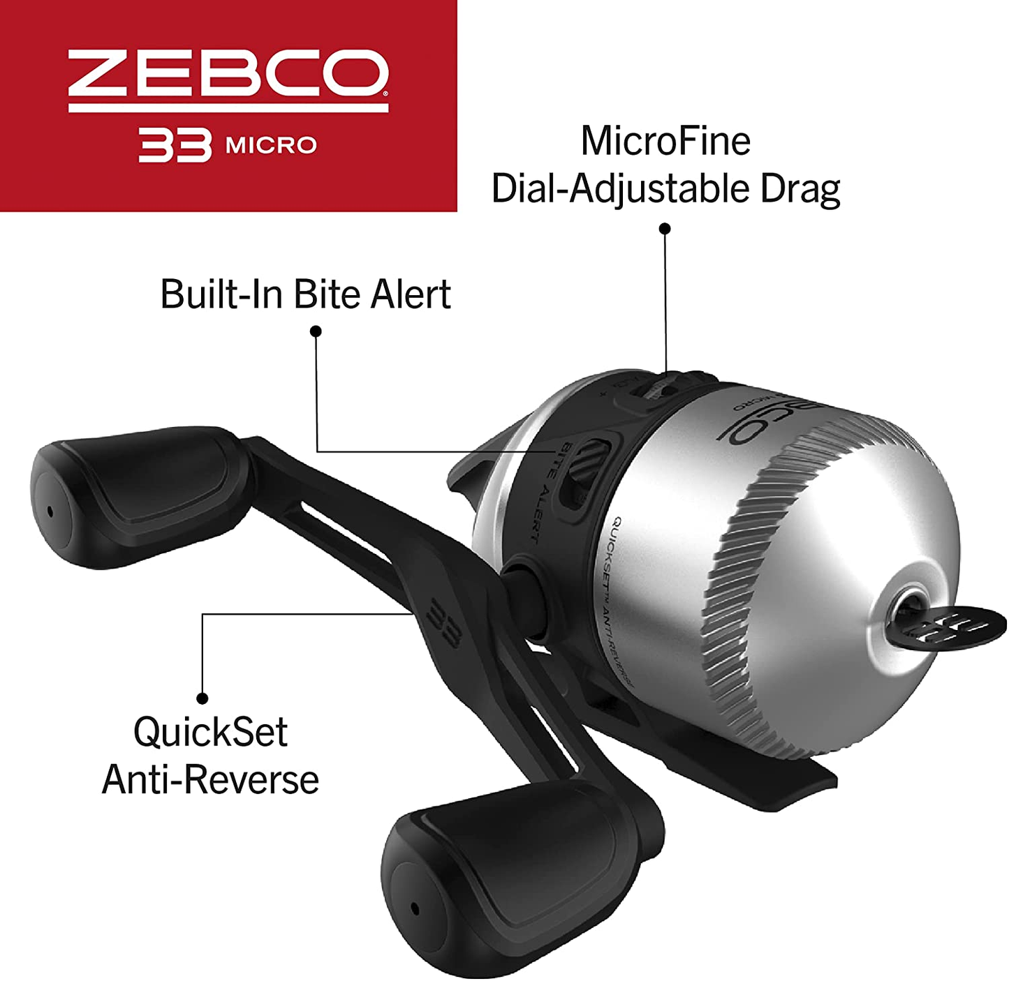 Zebco 33 Micro Spincast Reel and 2-Piece Fishing Rod Combo, 4.5-Foot Rod with Bonus Tackle Pack, Quickset Anti-Reverse Fishing Reel with Bite Alert