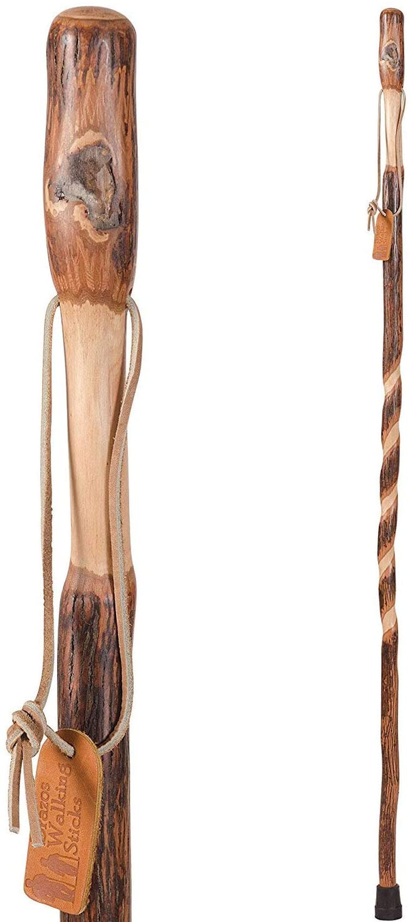 Brazos Trekking Pole, Hiking Pole, Hiking Stick or Walking Stick Handcrafted of Lightweight Wood and Made in the USA, Traditional, Hickory, 55 Inches