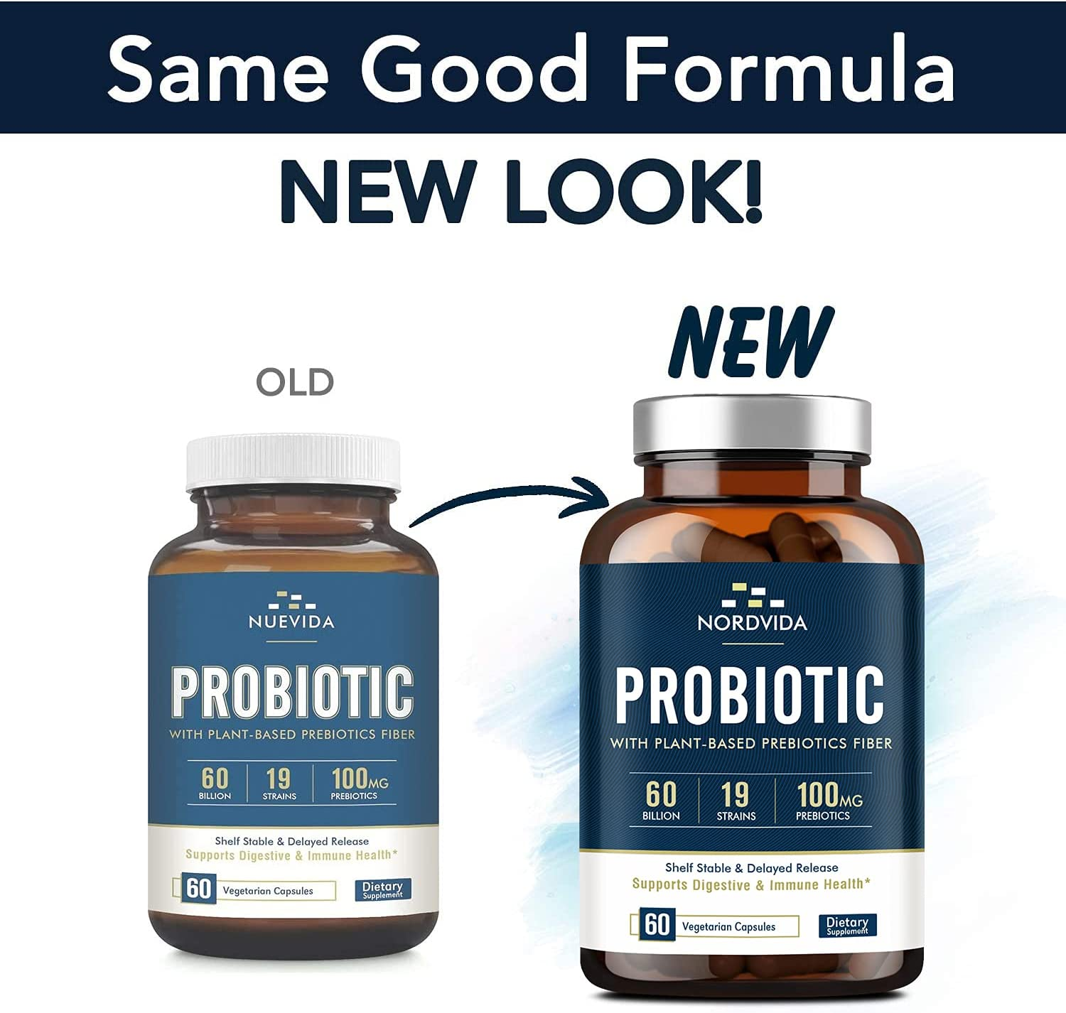 Probiotics 60 Billion CFU 19 Strains with Organic Prebiotic for Men & Women, Shelf Stable Delayed Release, No Need for Refrigeration, Digestive & Immune Health, Vegan, Non-Gmo, No Soy Dairy, 60 Caps
