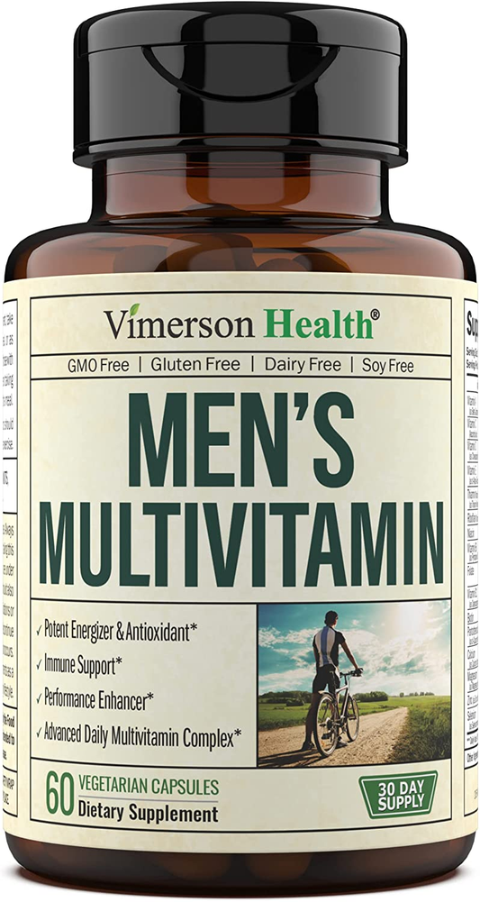 Men'S Daily Multimineral Multivitamin Supplement - Vitamins A, C, E, D, B1, B2, B3, B5, B6, B12. Magnesium, Biotin, Spirulina, Zinc. Complete Antioxidant, Energy & Immune Support. 60 Capsules