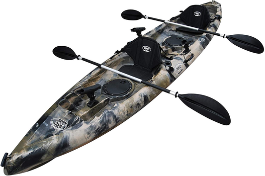 BKC TK181 12.5' Tandem Sit on Top Kayak W/ 2 Soft Padded Seats, Paddles,7 Rod Holders Included 2 Person Kayak