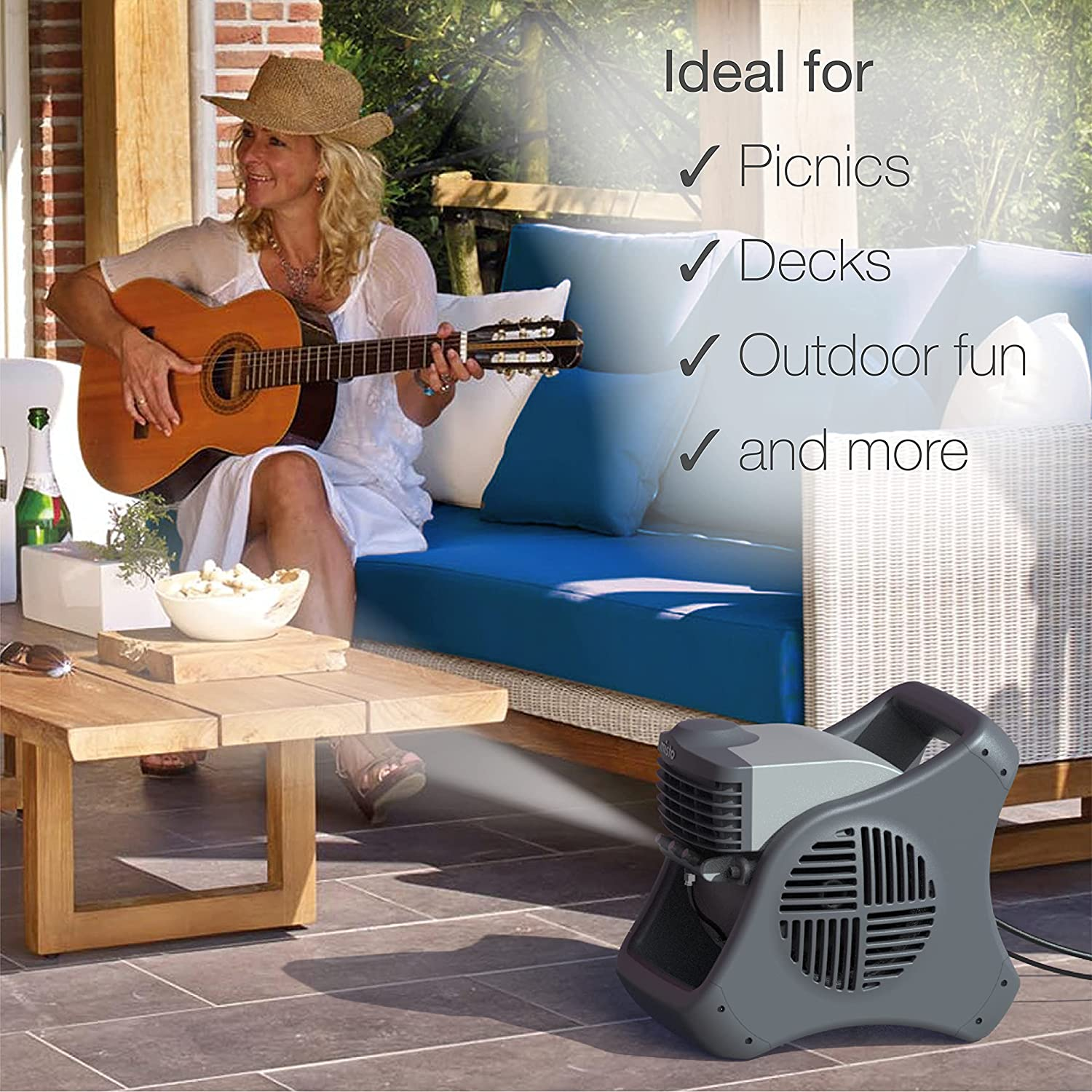 Lasko 7050 Misto Outdoor Misting Fan - Features Cooling Misters, Ideal for Camping, Patios, Picnics, & More