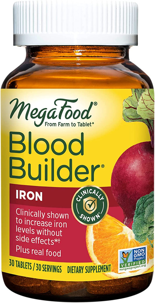 Blood Builder - Iron Supplement Clinically Shown to Increase Iron Levels without Side Effects - Iron Supplement for Women with Vitamin C, Vitamin B12 and Folic Acid - Vegan - 30 Tabs