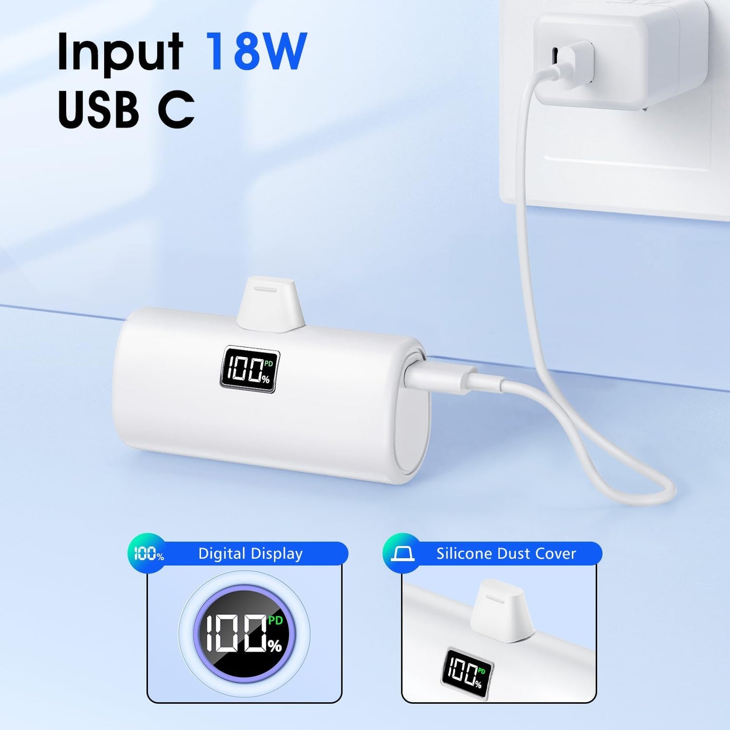 Portable Charger for Iphone, 6000Mah Small Power Bank Fast Charging (20W), Mini Cute Portable Phone Charger Battery Pack for Iphone 14/14 Pro Max/14 Plus/13/12/11/X/8 - White