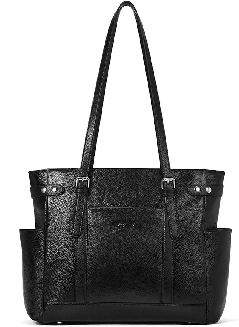 Laptop Totes for Women Genuine Leather Briefcase Large Ladies Shoulder Bag Work Handbags 15.6 Inch Computer