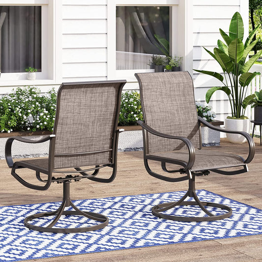 2 Pieces Patio Metal Dining Swivel Chairs Bistro Backyard Rocker Chairs Weather Resistant Garden Outdoor Furniture