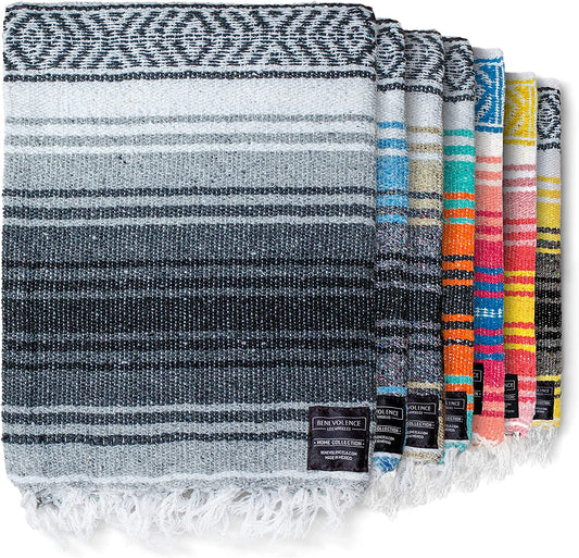 Authentic Handwoven Mexican Blanket, Yoga Blanket - Perfect Outdoor Picnic Blanket, Camping Blanket, Equestrian Saddle Blanket, Serape Blanket 50X70 Inches - Sand, Pack of 1
