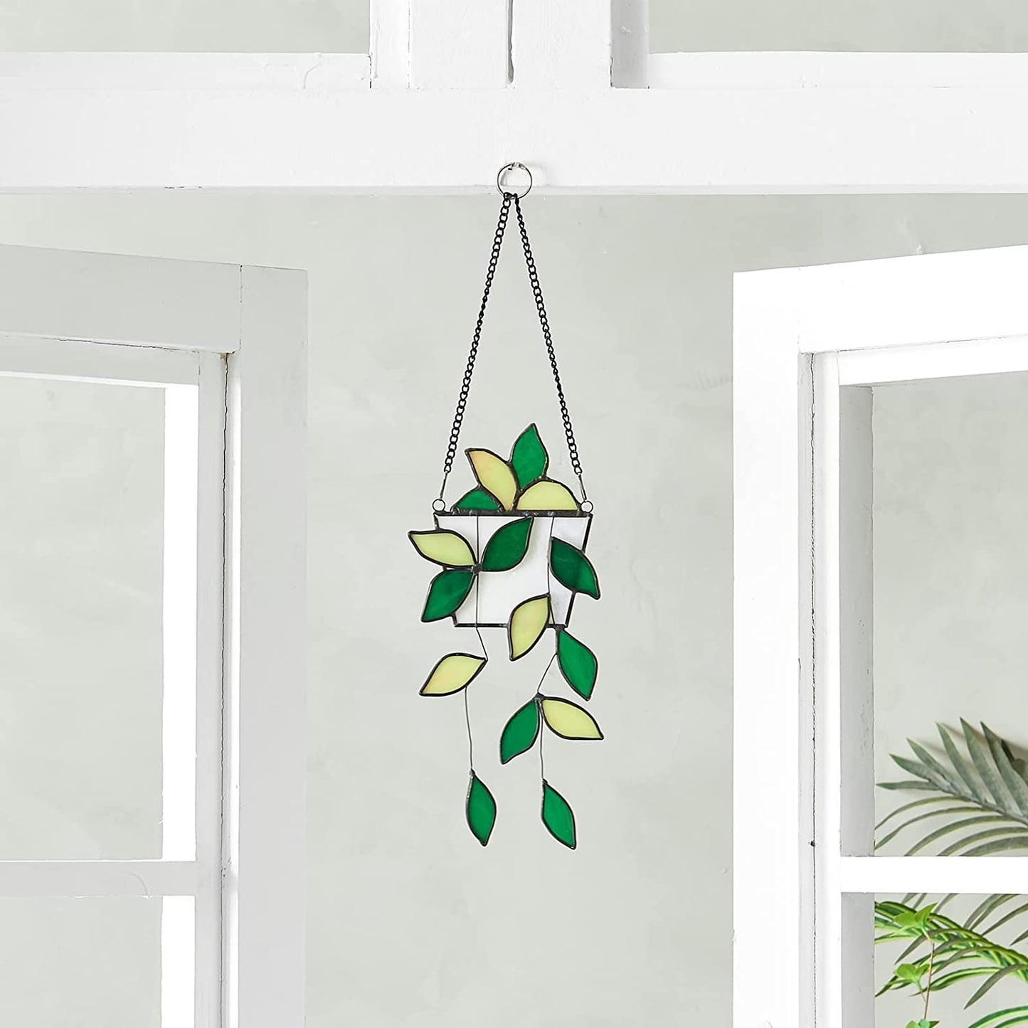 Hanging Plant Home Decor Stained Glass Window Hanging Art Suncatcher AITONGXIAO House Fake Plant