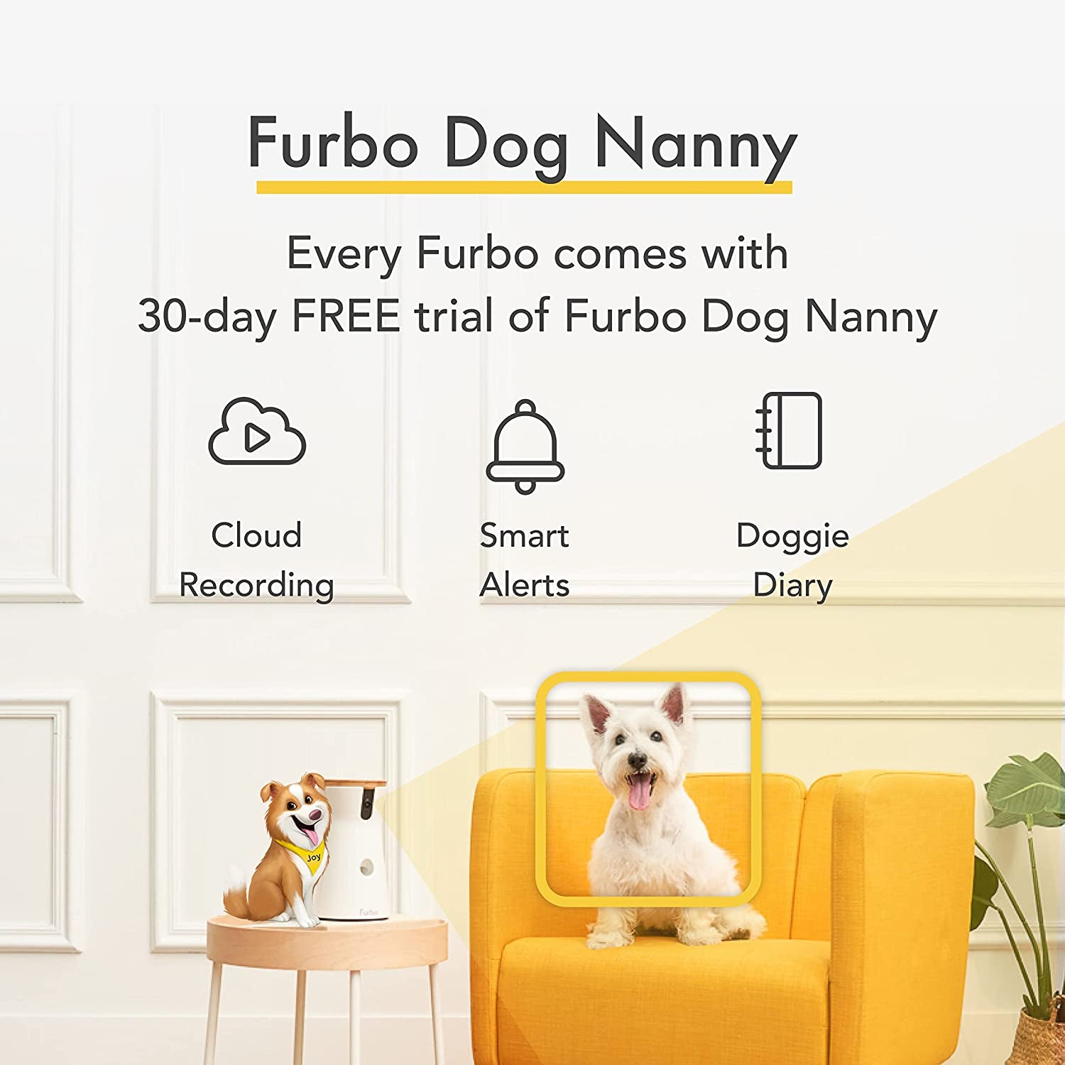 Furbo 360° Dog Camera: [New 2022] Rotating 360° View Wide-Angle Pet Camera with Treat Tossing, Color Night Vision, 1080P HD Pan, 2-Way Audio, Barking Alerts, Wifi, Designed for Dogs