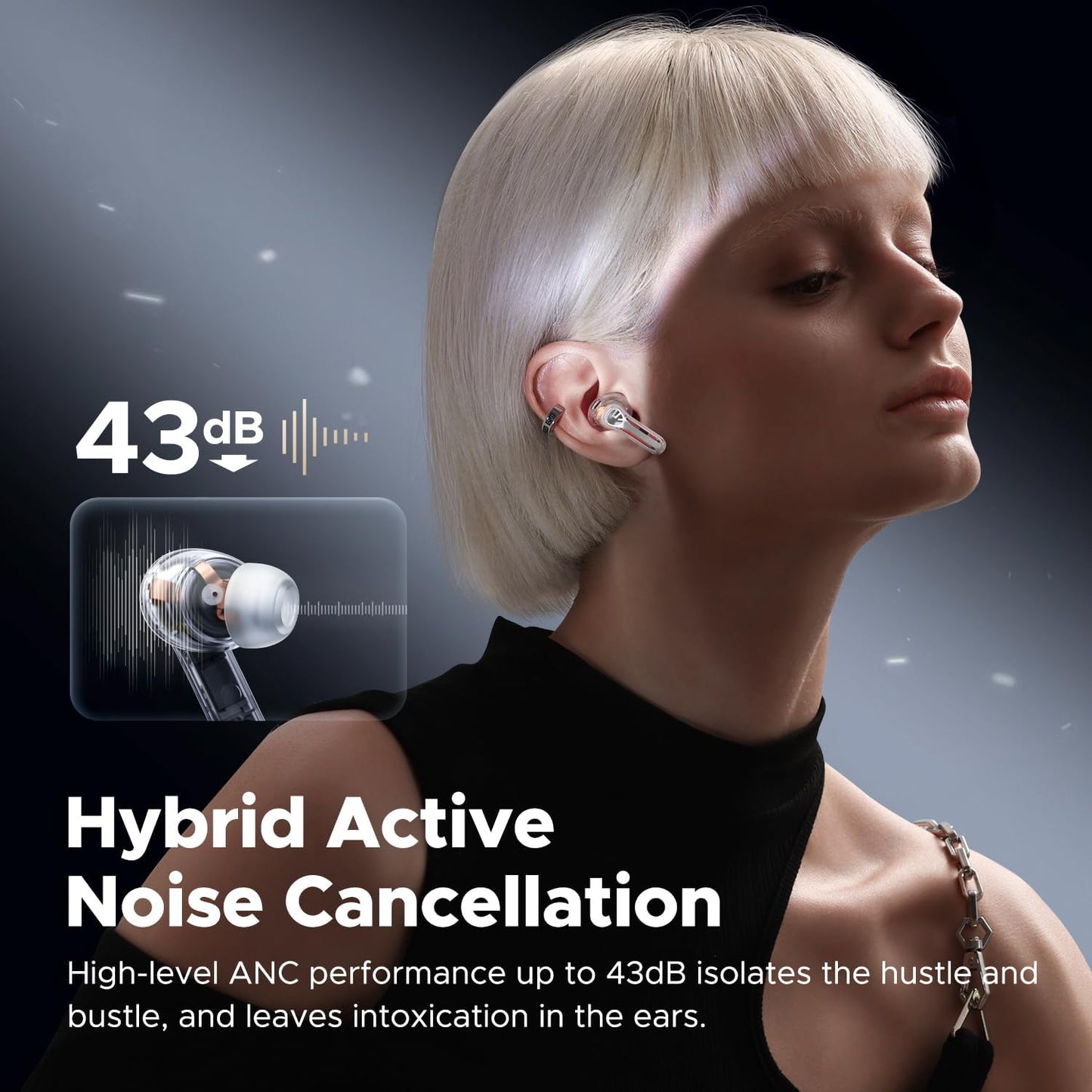 Capsule3 Pro | Wireless Earbuds with Hi-Res and LDAC, 43Db Hybrid Active Noise Cancelling Bluetooth 5.3 Earphones with 6 Mics, Total 52 Hrs, IPX4 Rated, Transparency Mode