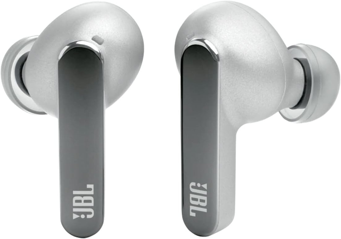 JBL Live Pro 2: 40 Hours of Playtime, True Adaptive Noise Cancelling, Smart Ambient, and Beamforming Mics (Silver), Small