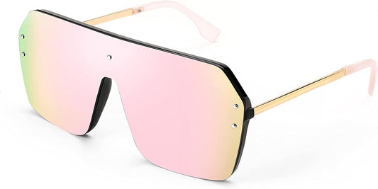 Classic Siamese One Piece Sunglasses Nice Rimless Stylish Retro Design for Women Men B2574