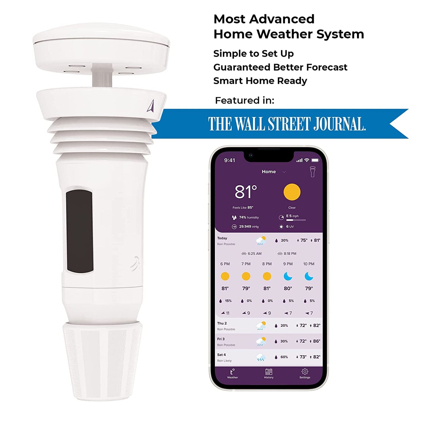 Tempest Weather System with Built-In Wind Meter, Rain Gauge, and Accurate Weather Forecasts, Wireless, App and Alexa Enabled