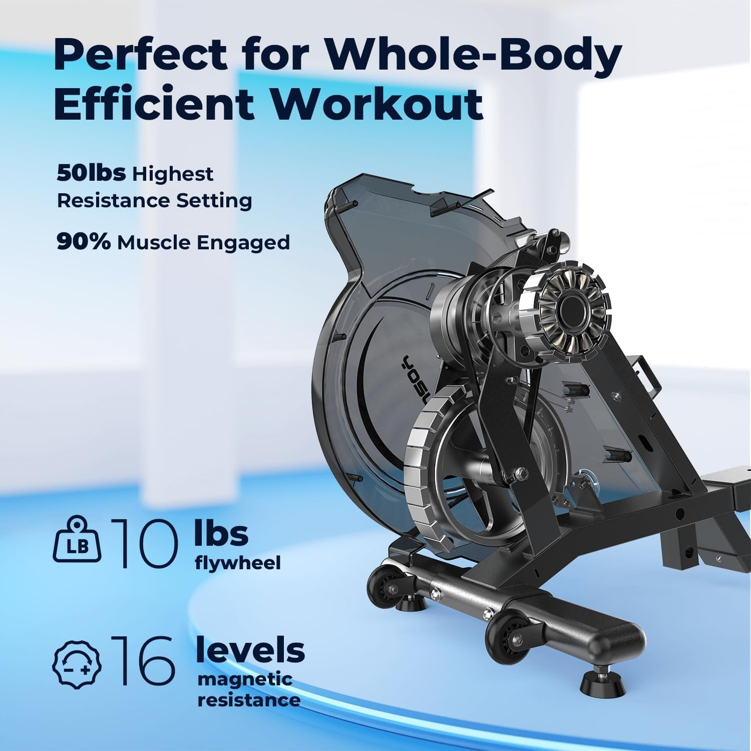 Magnetic/Water Rowing Machine 350 LB Weight Capacity - Foldable Rower for Home Use with Bluetooth, App Supported, Tablet Holder and Comfortable Seat Cushion