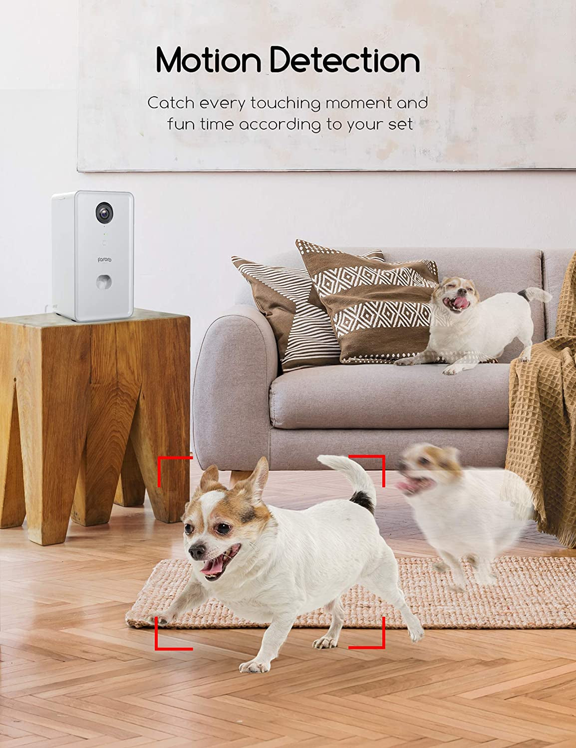 Dog Camera with Treat Dispenser, 2.4G Wifi Pet Camera with Two Way Audio and 1080P Full HD Night Vision for Treat Tossing and Monitoring Your Pet Remotely