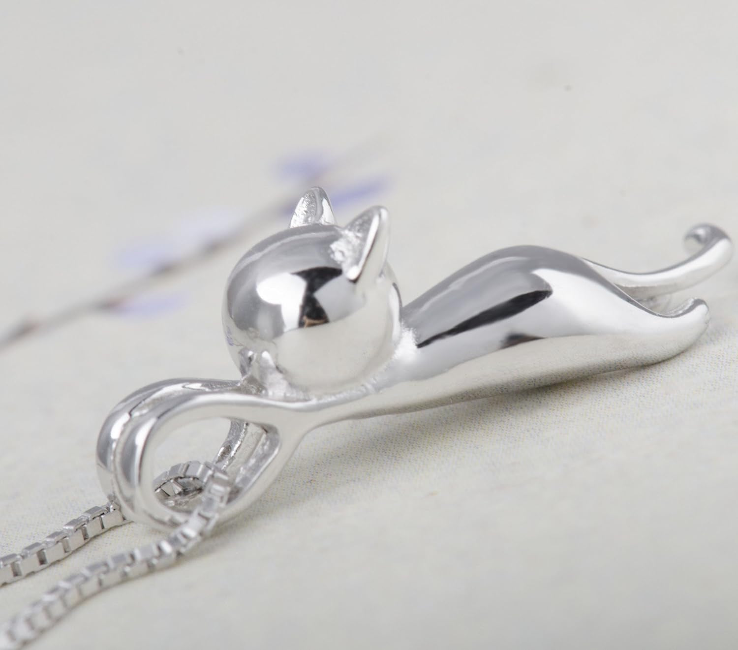 S925 Sterling Silver Cat Necklaces Cat Jewelry for Women Cat Gifts for Cat Lovers Cat Lover Gifts for Women Cat Lady Gifts Silver Cat Pendant Collarbone Necklace