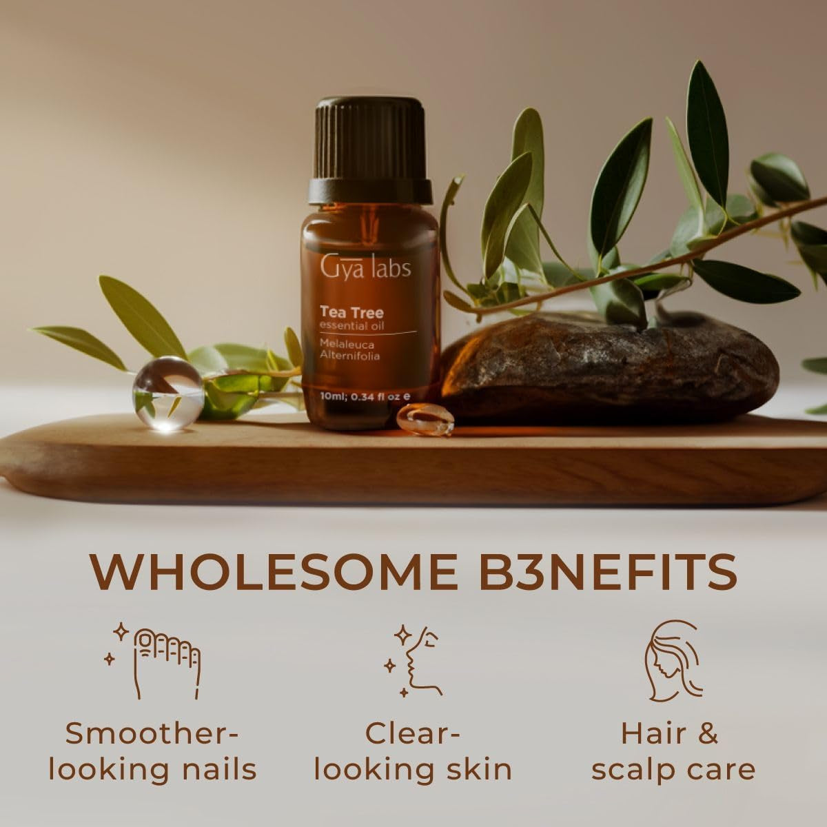 Australian Tea Tree Oil for Skin, Hair, Face & Toenails - 100% Natural Melaleuca Essential Oil for Piercings, Scalp & Hair (0.34 Fl Oz)