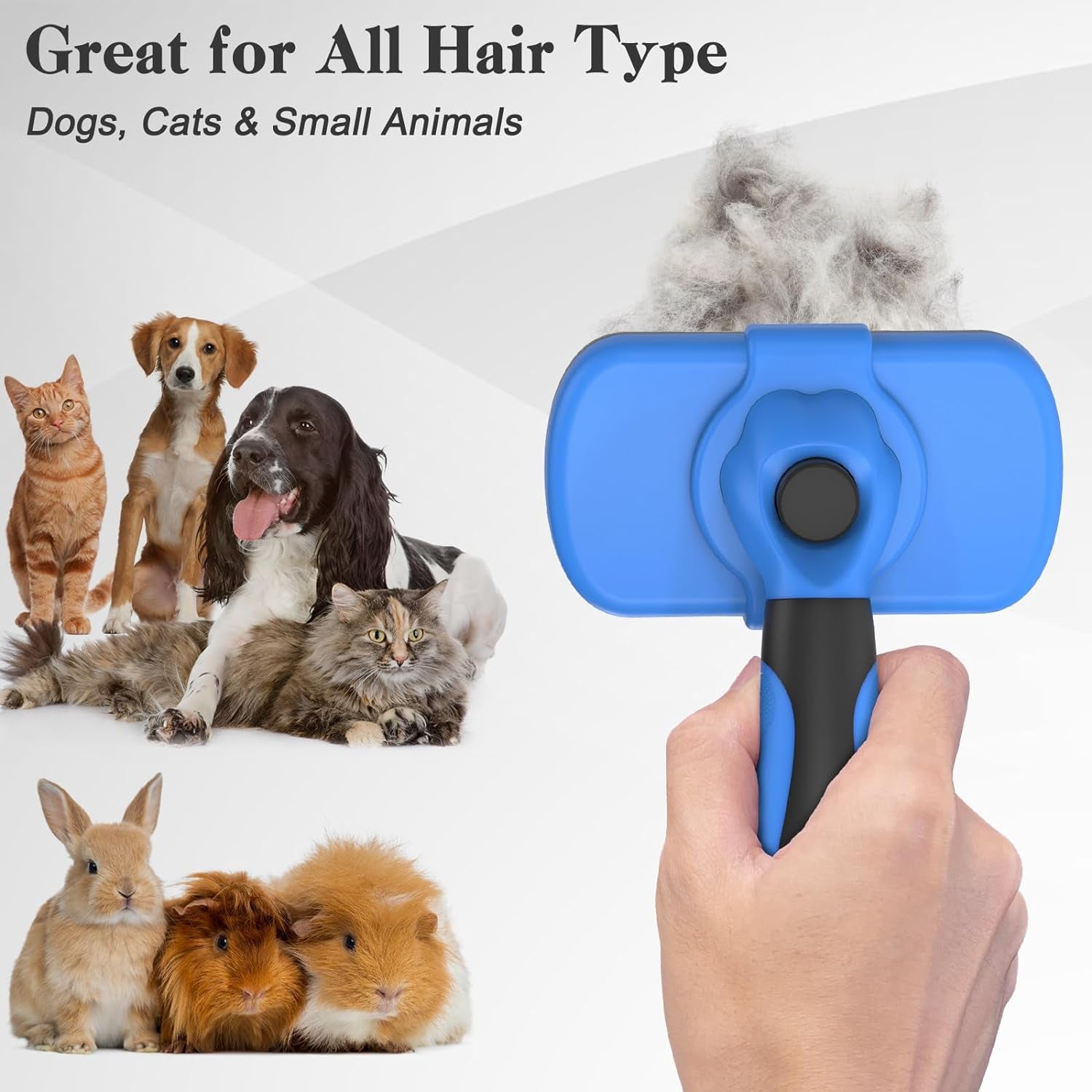 Self Cleaning Slicker Brush for Dogs & Cats, Skin Friendly Grooming Cat Brush, Dog Brush for Shedding, Deshedding Brush, Hair Brush Puppy Brush for Haired Dogs, Pet Supplies Accessories, Blue