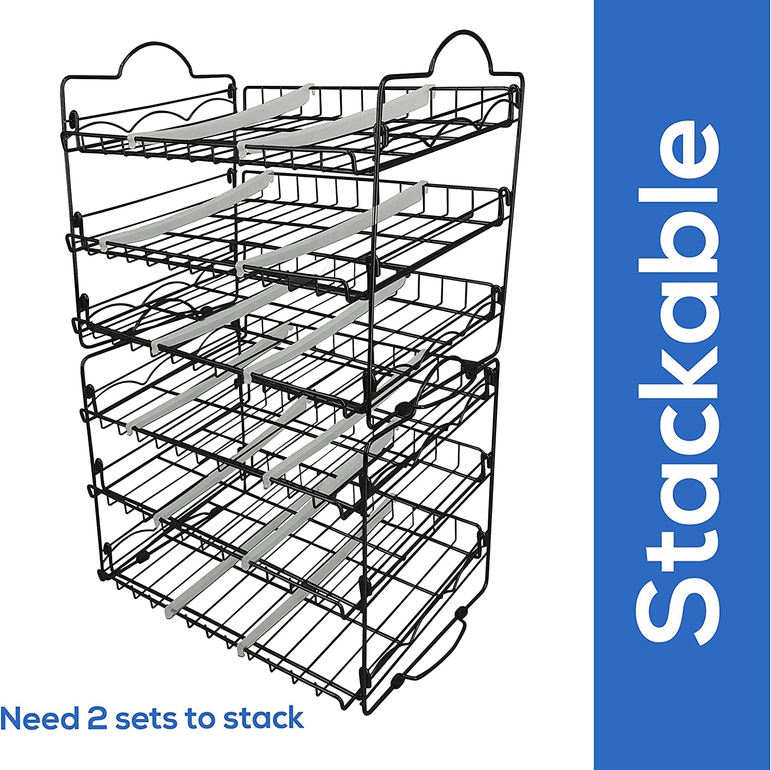 Storage Can Rack Organizer, Stackable Can Organizer Holds Upto 36 Cans for Kitchen Cabinet or Pantry (Black)