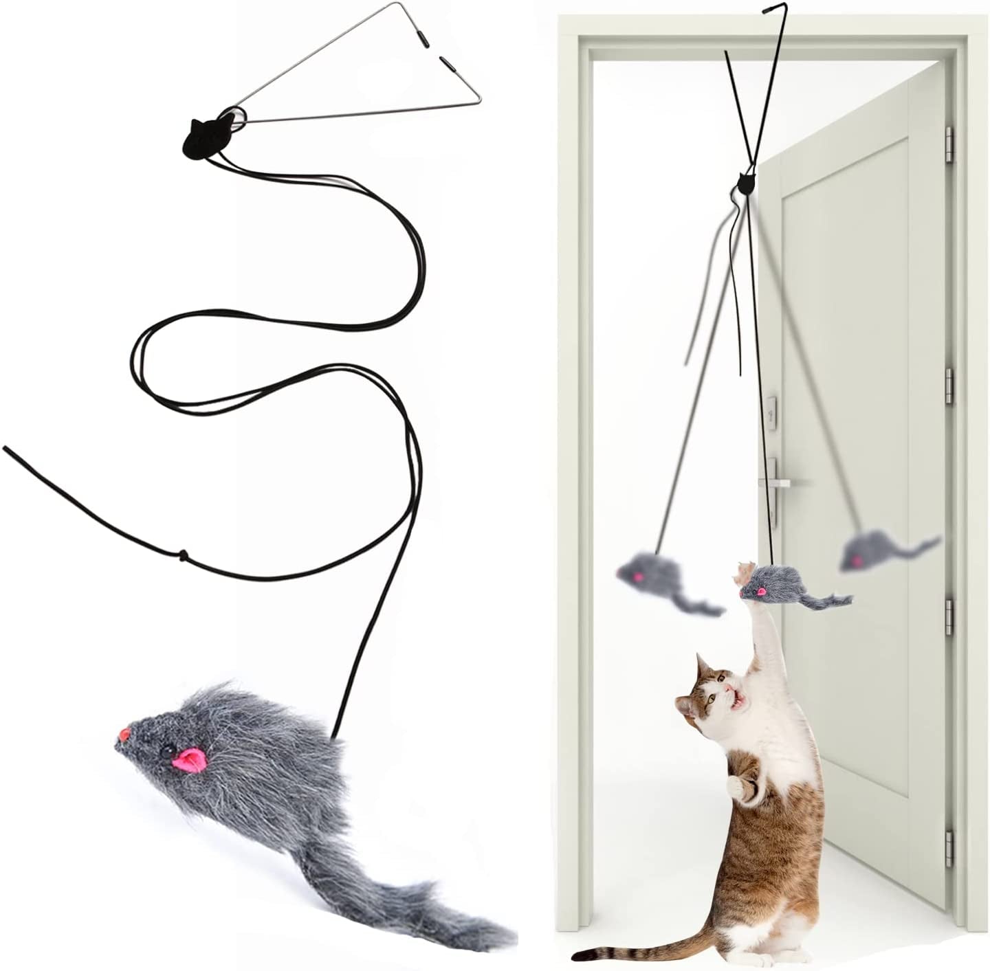 Interactive Cat Feather Toys,Retractable Cat Teaser Toy ，Hanging Interactive Cat Toys for Indoor Cats Kitten Play Chase Exercise, Kitten Fun Mental Physical Exercise Kitten Toys (1 Pack)