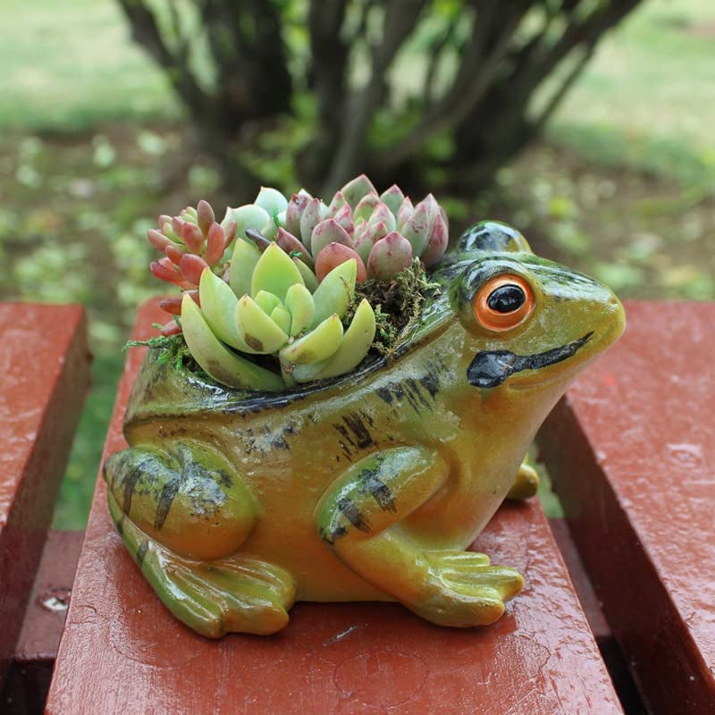 Resin Frog Shape Succulent Planter Pot Flower Pot Lifelike Frog Planter