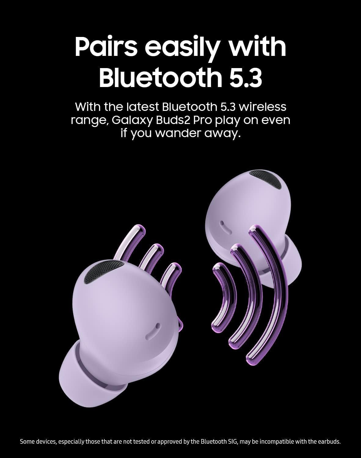 Samsung Galaxy Buds 2 Pro True Wireless Bluetooth Earbuds, Noise Cancelling, Hi-Fi Sound, 360 Audio, Comfort in Ear Fit, HD Voice, Conversation Mode, IPX7 Water Resistant, US Version, Bora Purple