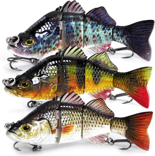Lifelike 3 Fishing Lures for Bass Trout Perch- Jointed Swimbait Hard Bait Freshwater Saltwater Fishing Gear Tackle Lures Kit