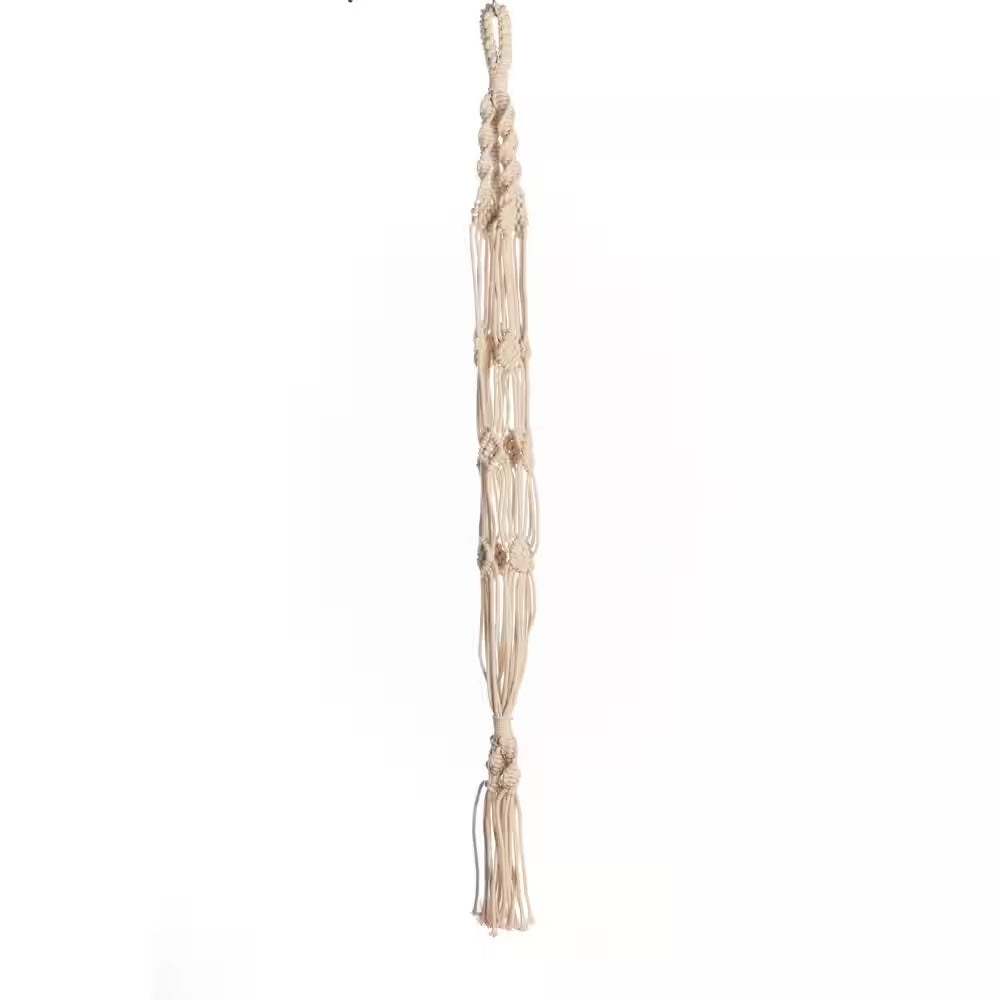 42 In. off White Woven Cotton Woven Knotty Plant Hanger