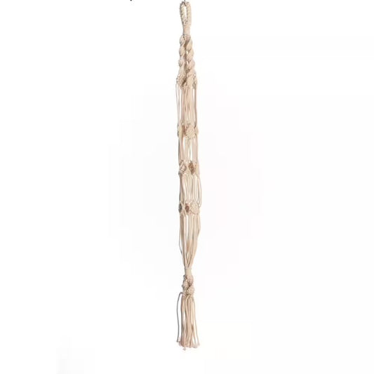 42 In. off White Woven Cotton Woven Knotty Plant Hanger