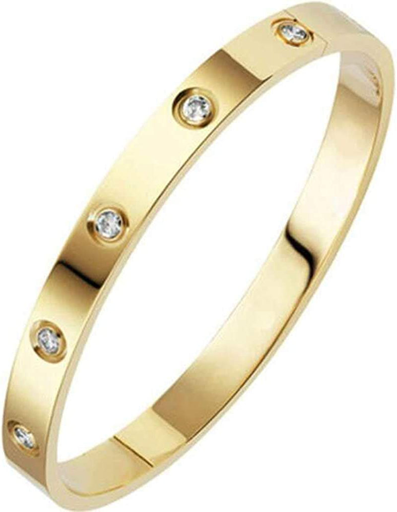 Classical Plain Stainless Steel Cubic Zircon Filled Bangle Bracelet