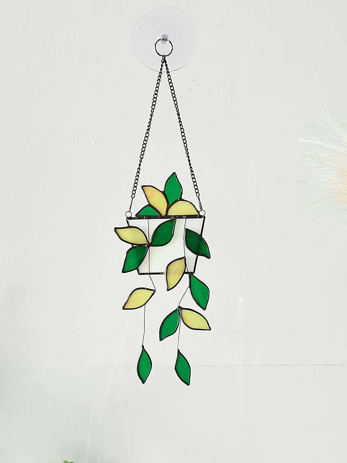 Hanging Plant Home Decor Stained Glass Window Hanging Art Suncatcher AITONGXIAO House Fake Plant