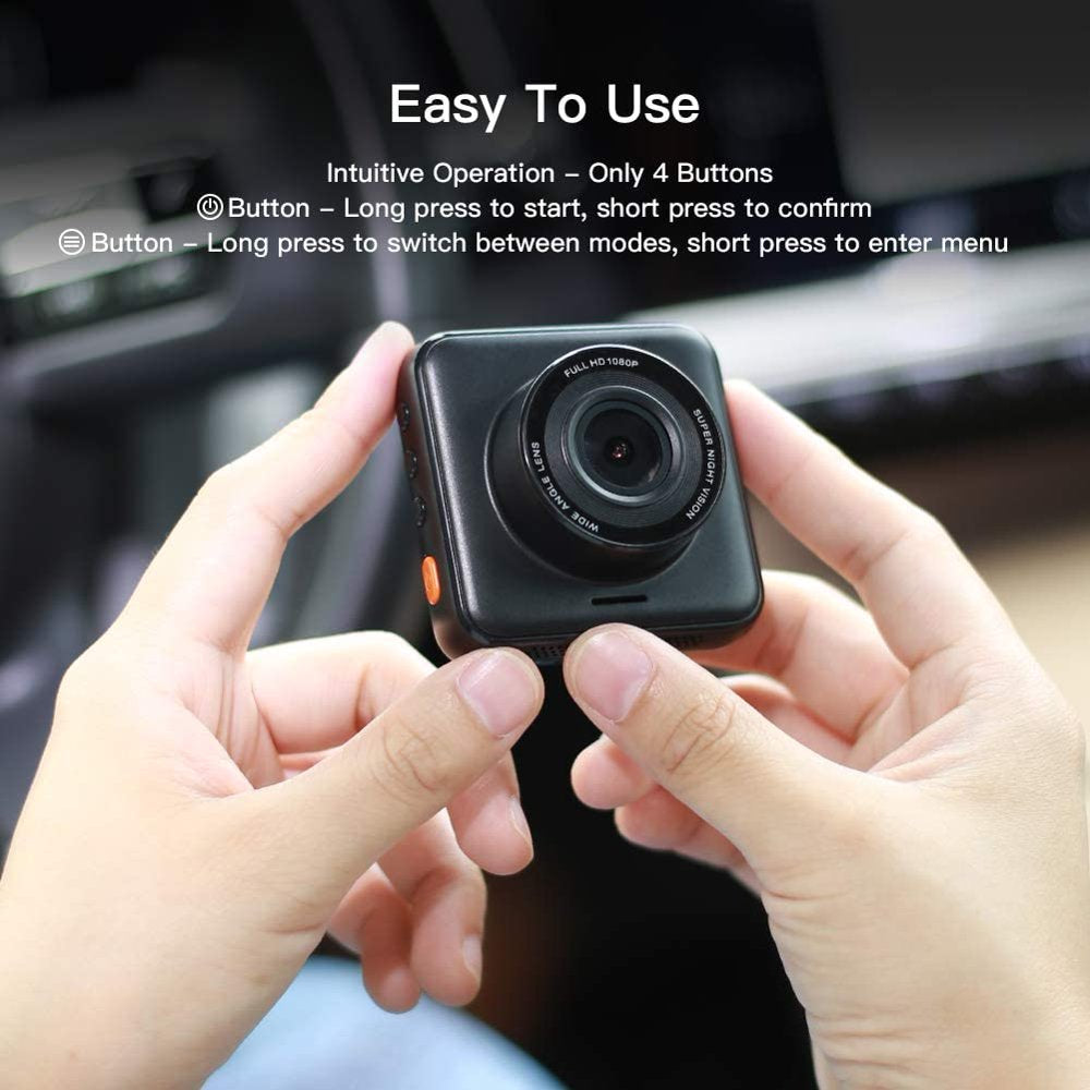 Dash Camera for Cars 1080P Mini Dash Cam Car Security Camera with Night Vision, 170° Wide Angle, Motion Detection, Parking Monitoring, G-Sensor, Loop Recording, Support Micro 128GB Max, Black