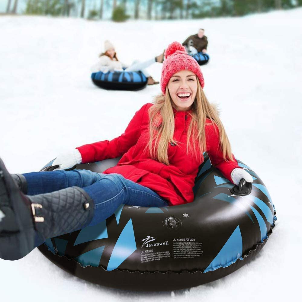 Snow Tube Inflatable Snow Sled Toboggan Snow Toys for Kids and Adults Heavy Duty Inflatable Snow Tube Winter Outdoor Toys for Kids Toddlers Adults