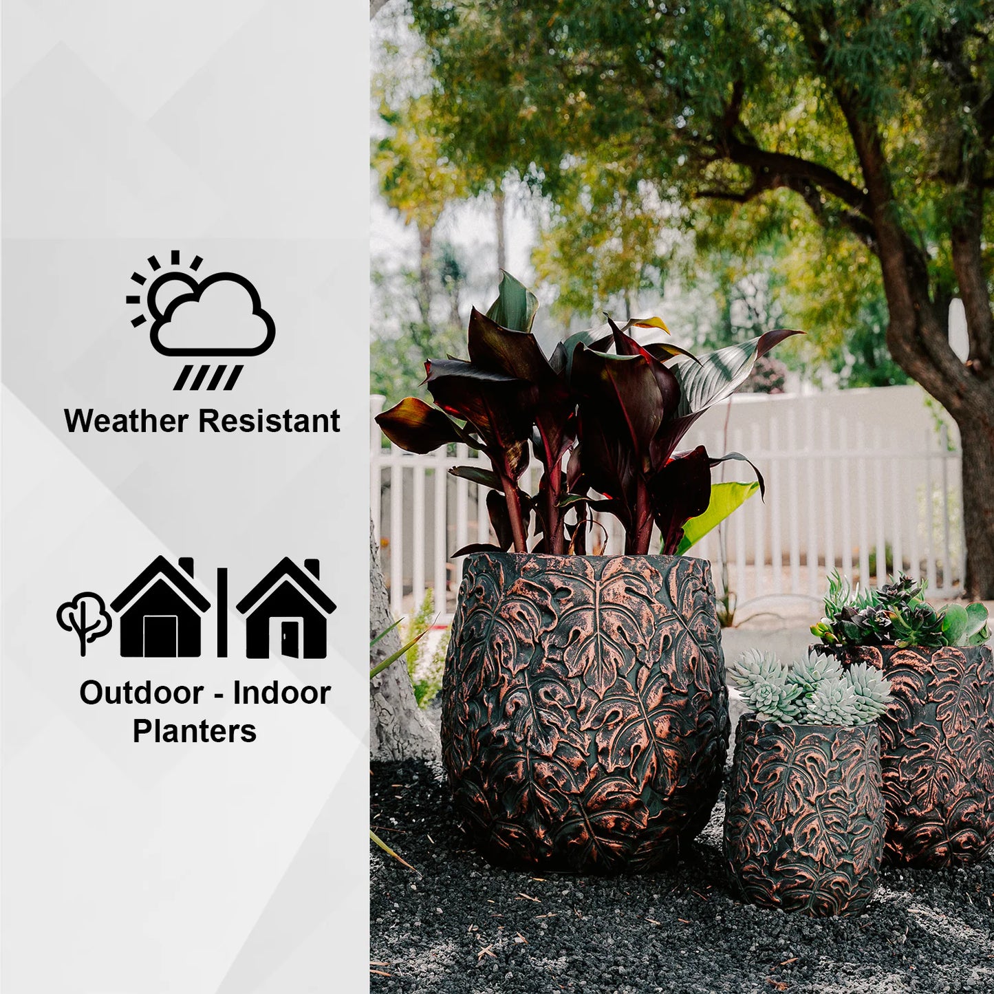 Xbrand 3-Pack 17.72-In X 19.29-In  Cement Planter with Drainage Holes