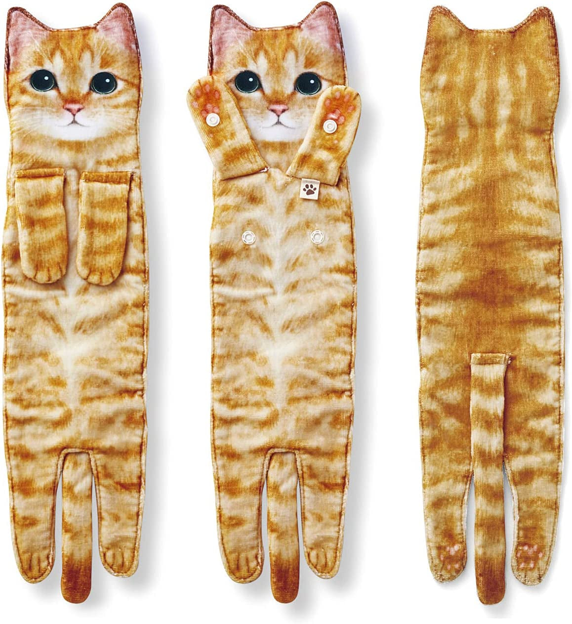 Cat Funny Hand Towels for Bathroom Kitchen - Cute Decorative Cat Decor Hanging Washcloths Face Towels Super Absorbent Soft- Housewarming Gift for Cat Lovers - Orange