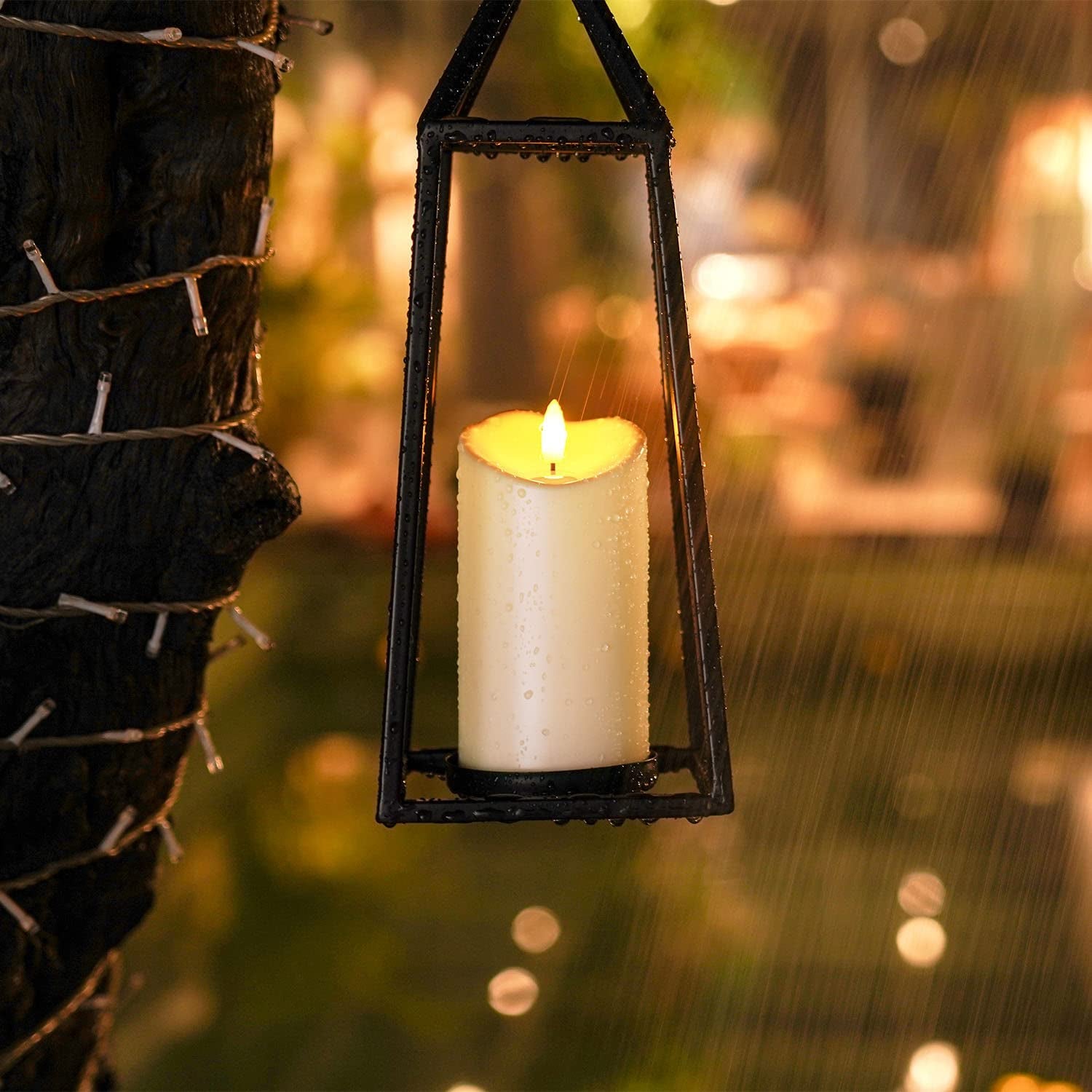 6”X3” Outdoor Waterproof Flameless Candles, LED Candles, Battery Operated Candles with Remote and Timers, Electric Fake Plastic Pillar Candles, Ivory White, Set of 2