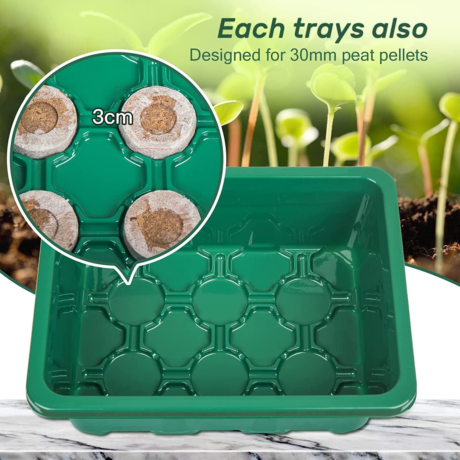 10 Packs Seed Starter Tray Seedling Tray (12 Cells per Tray) Humidity Adjustable Plant Starter Kit with Dome and Base Greenhouse Grow Trays for Seeds Growing Starting