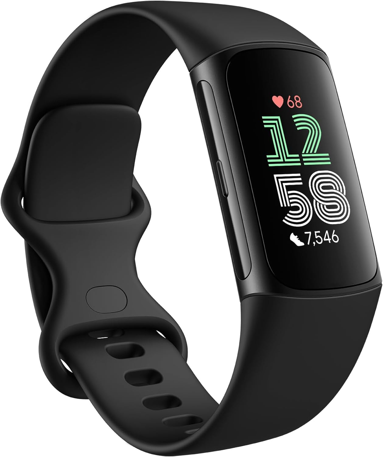 Charge 6 Fitness Tracker with Google Apps, Heart Rate on Exercise Equipment, 6-Months Premium Membership Included, GPS, Health Tools and More, Obsidian/Black, One Size (S & L Bands Included)