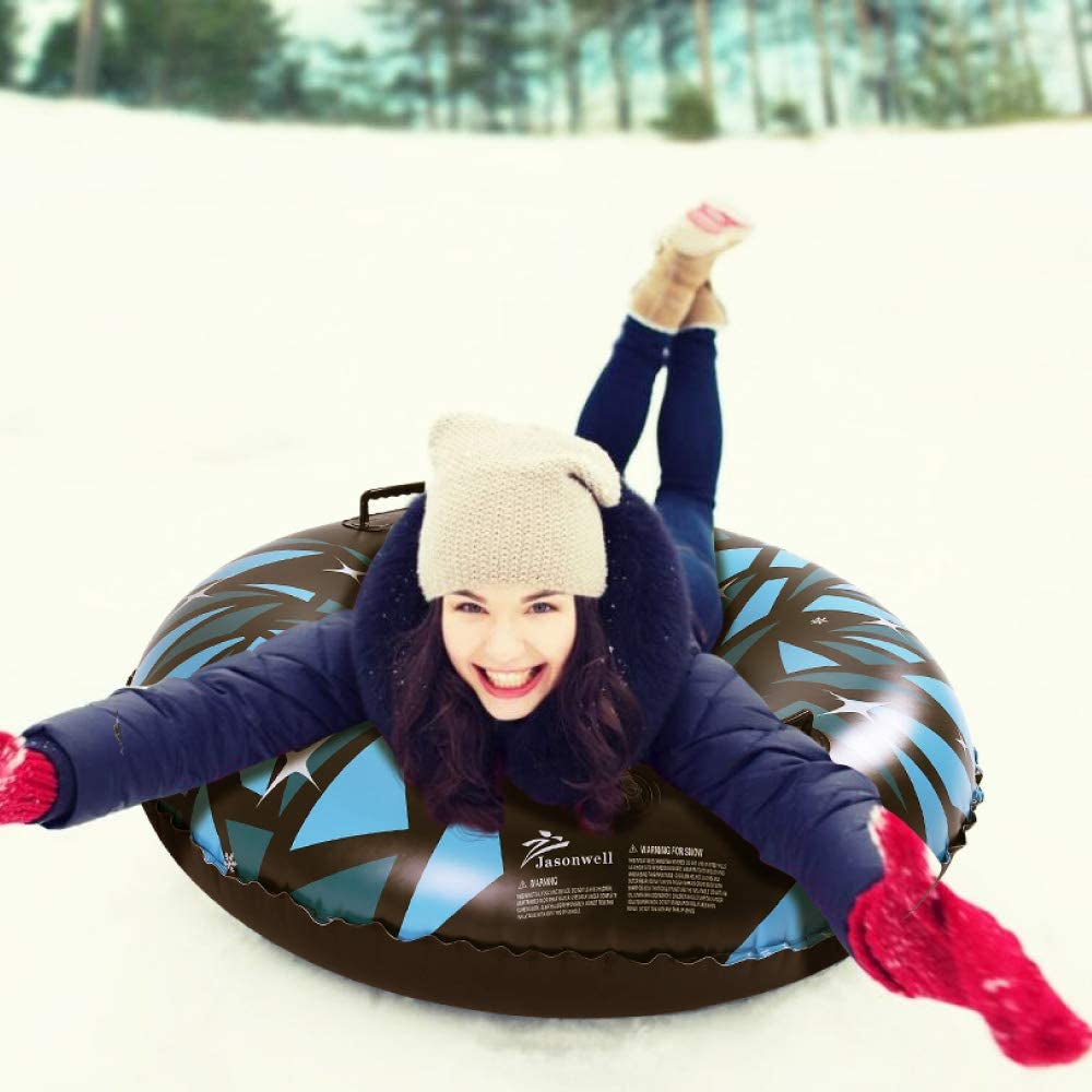 Snow Tube Inflatable Snow Sled Toboggan Snow Toys for Kids and Adults Heavy Duty Inflatable Snow Tube Winter Outdoor Toys for Kids Toddlers Adults