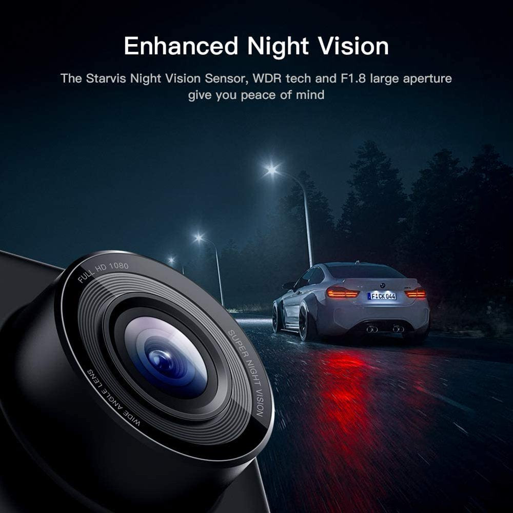 Dash Camera for Cars 1080P Mini Dash Cam Car Security Camera with Night Vision, 170° Wide Angle, Motion Detection, Parking Monitoring, G-Sensor, Loop Recording, Support Micro 128GB Max, Black