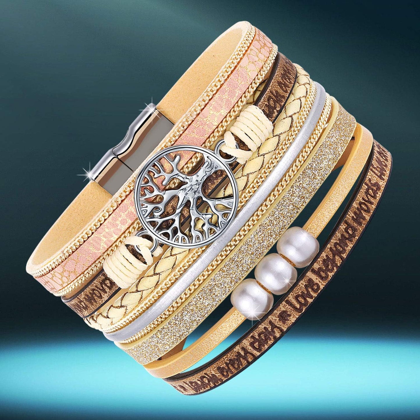 Inspirational Tree of Life Leather Bracelets for Women,Birthday Christmas Jewelry Gifts for Teens Girls