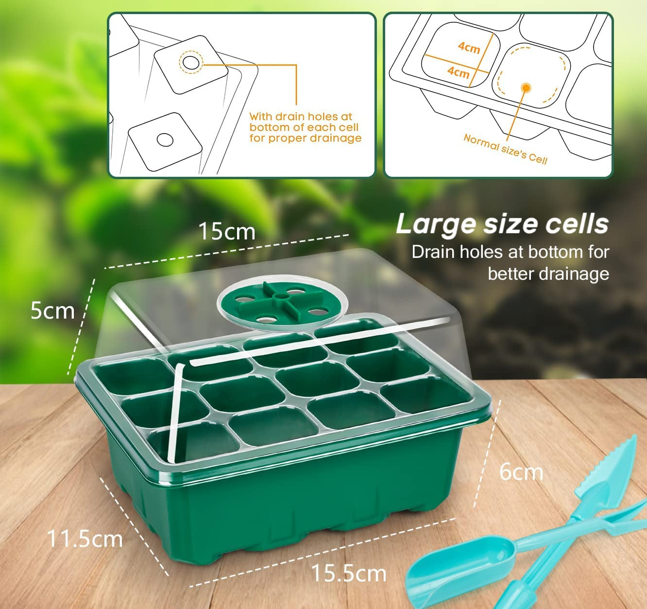 10 Packs Seed Starter Tray Seedling Tray (12 Cells per Tray) Humidity Adjustable Plant Starter Kit with Dome and Base Greenhouse Grow Trays for Seeds Growing Starting