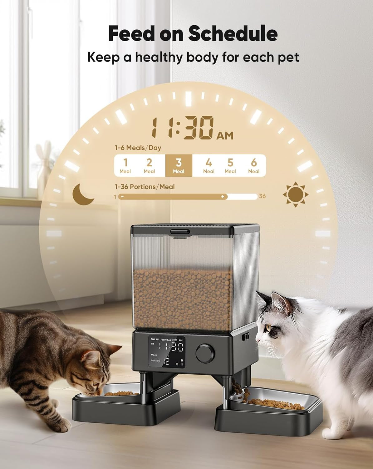 Automatic Cat Feeder for 2 Cats, 20 Cups/5L Automatic Cat Food Dispenser for Small Pets Indoor, Timed Cat Feeder for Dry Food