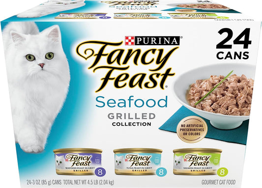 Grilled Wet Cat Food Seafood Collection in Wet Cat Food Variety Pack - (Pack of 24) 3 Oz. Cans
