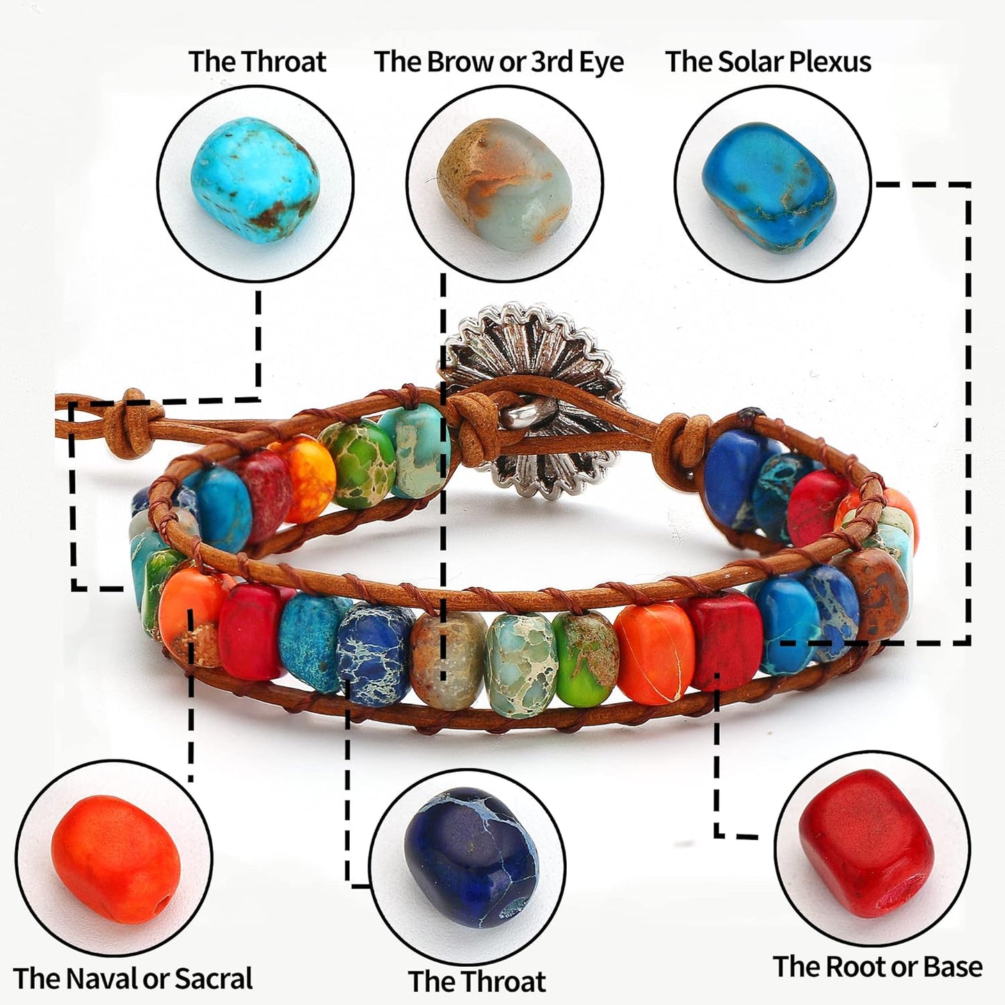 Spiritual Bracelets for Women with Hippie Stones Leather Wrap Healing Bead Bracelet Women Men