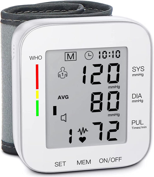 Wrist Blood Pressure Monitor Bp Monitor Large LCD Display Blood Pressure Machine Adjustable Wrist Cuff 5.31-7.68Inch Automatic 99X2 Sets Memory with Carrying Case for Home Use (W1681)