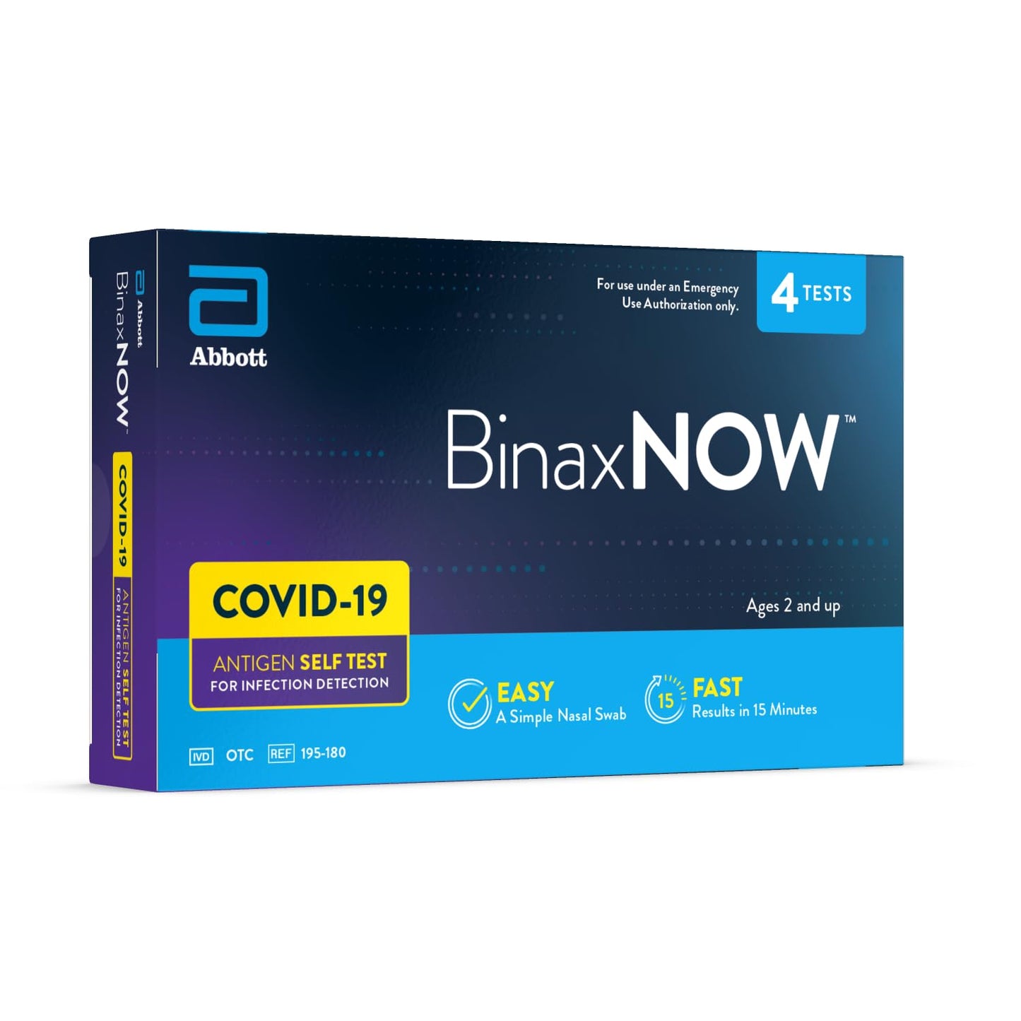 COVID-19 Antigen Self Test, 1 Pack, 4 Tests Total, COVID Test with 15-Minute Results without Sending to a Lab, Easy to Use at Home