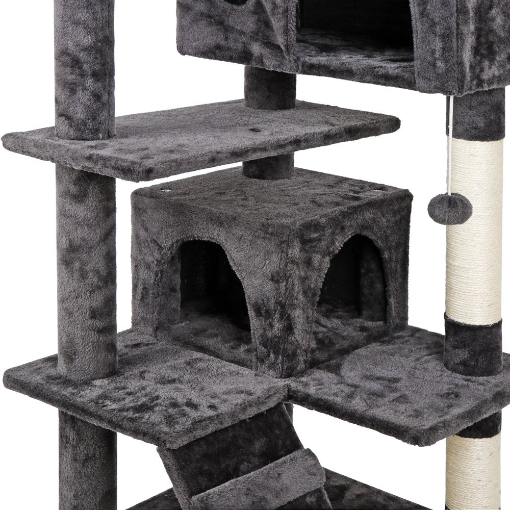 53-In Cat Tree & Condo Scratching Post Tower, Dark Gray